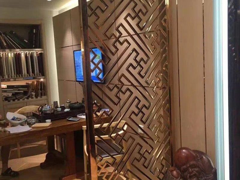 不锈钢玫瑰金屏风生产